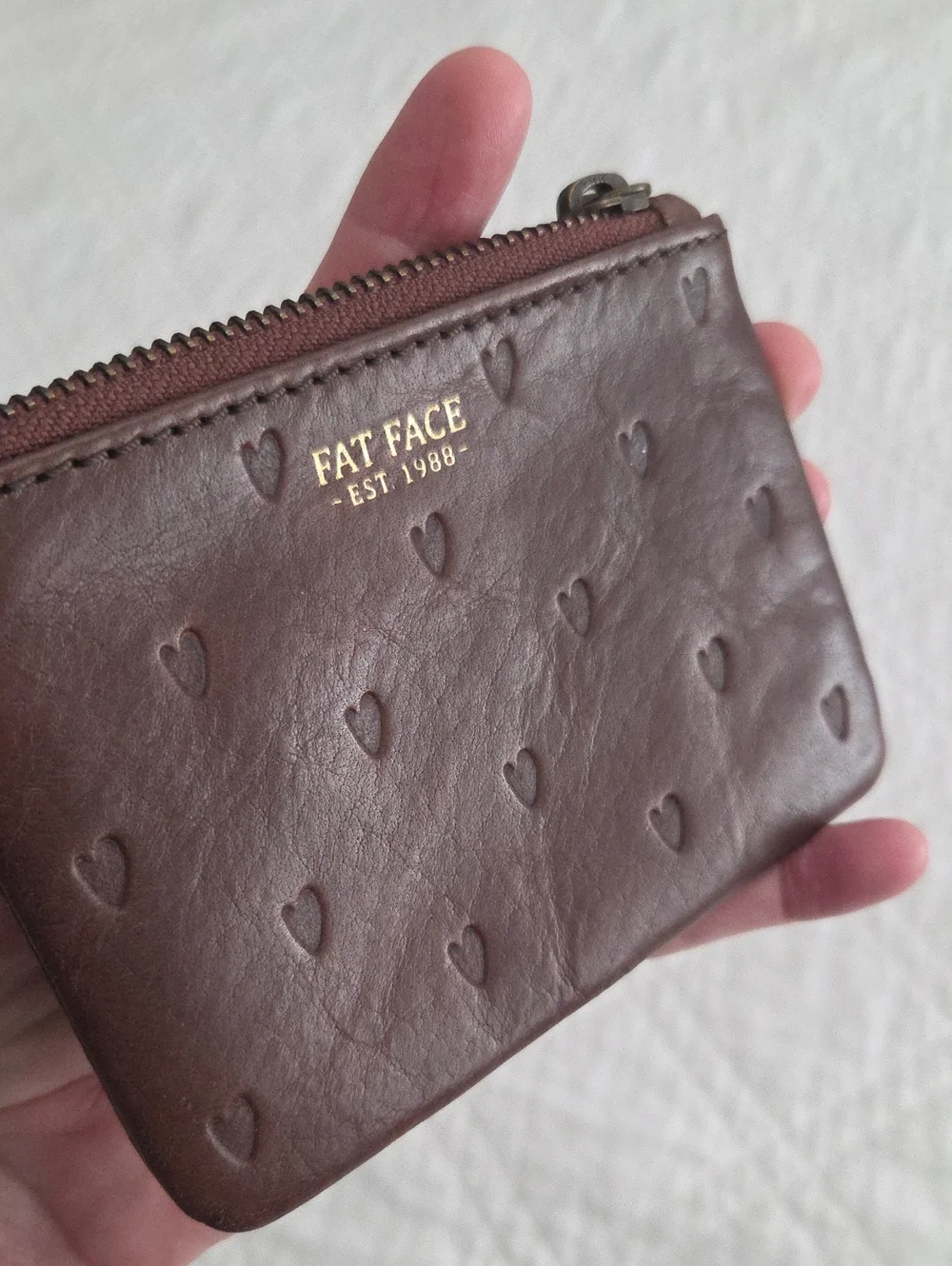 Y2K Fat Face England U.K. Leather Company Hearts Card Case